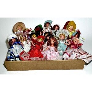 VTG 21 Nancy Ann Storybook Dolls Plastic & Bisque Sleepy Eyes 5.75" Asst Dress